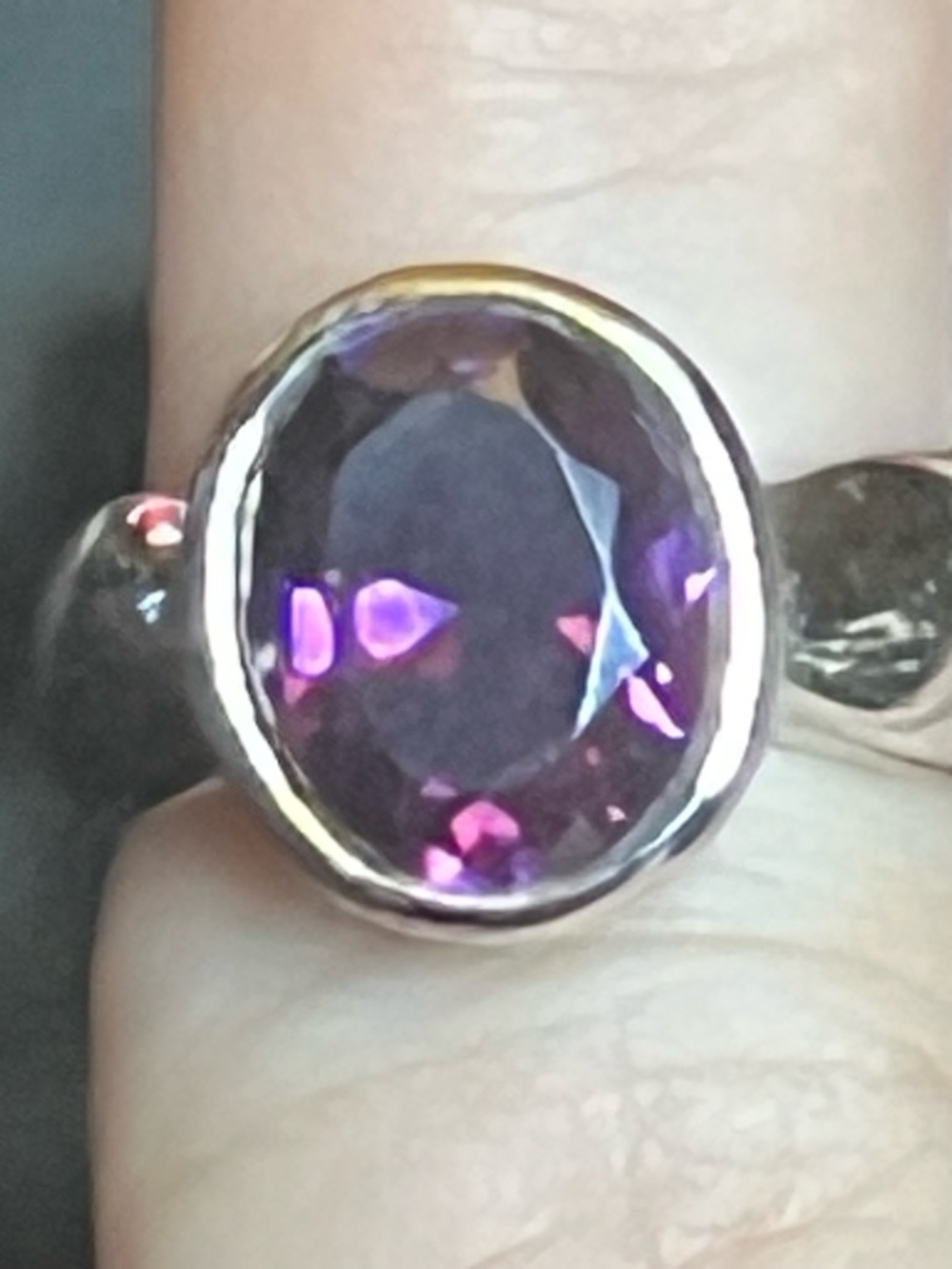 ATI Sterling Silver Amethyst Solitaire Ring size 7